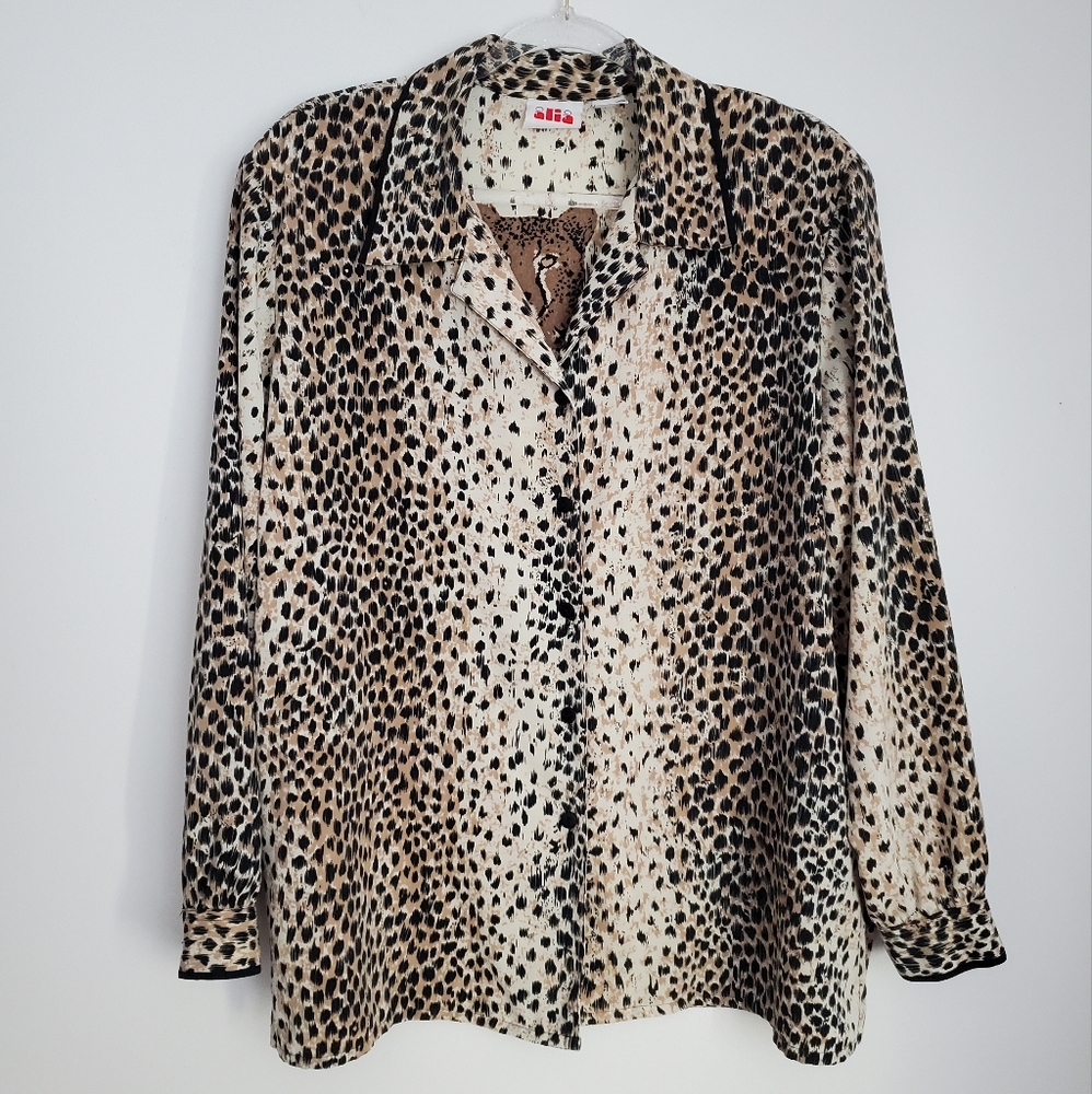 Vintage Alia Cheetah Print Button Down Size 16W
